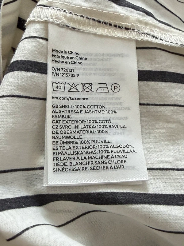 H&M Bluse mit Schleife Ballonärmel Gestreift — 4
